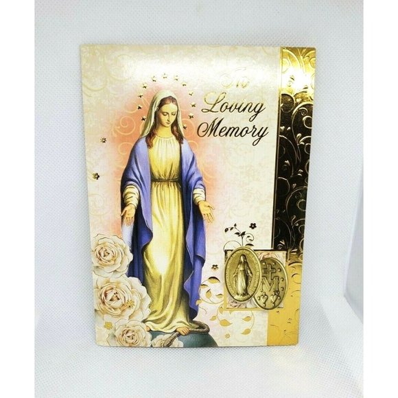 In Loving Memory Gold Design 3 Section Rare Religious Greeting Card - Picture 1 of 12